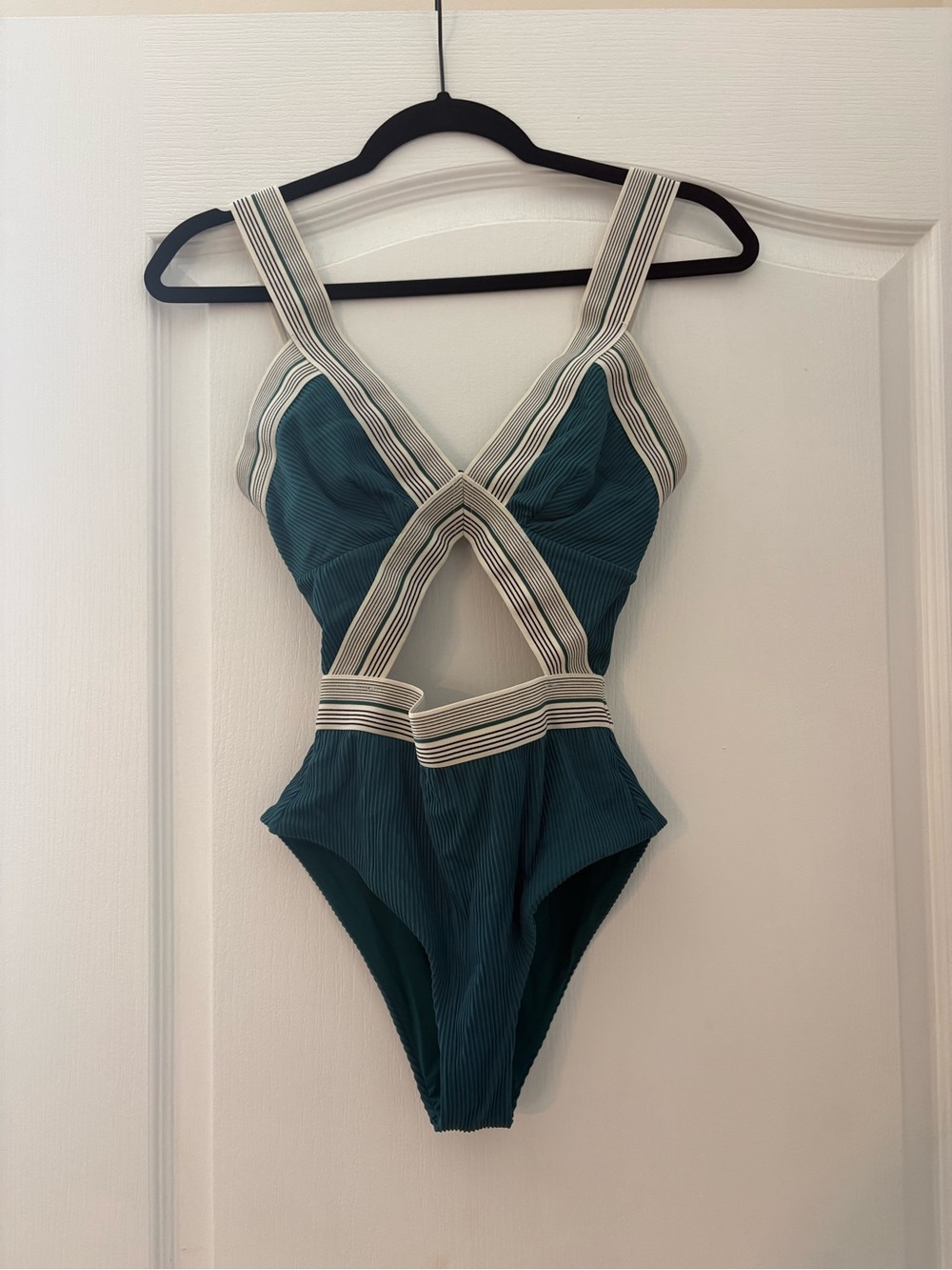 Teal One-Piece Swimsuit with Contrast Straps
